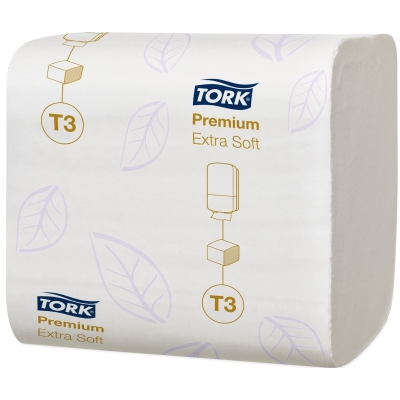 Ekstra miękki biały papier toaletowy w składce Tork Folded